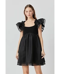 endless rose Women's Organza Sleeve Mini Dress