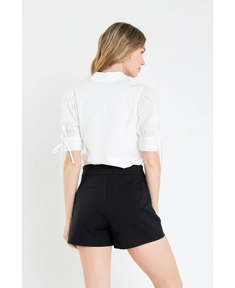 English Factory Women's Mix Media Collar Top