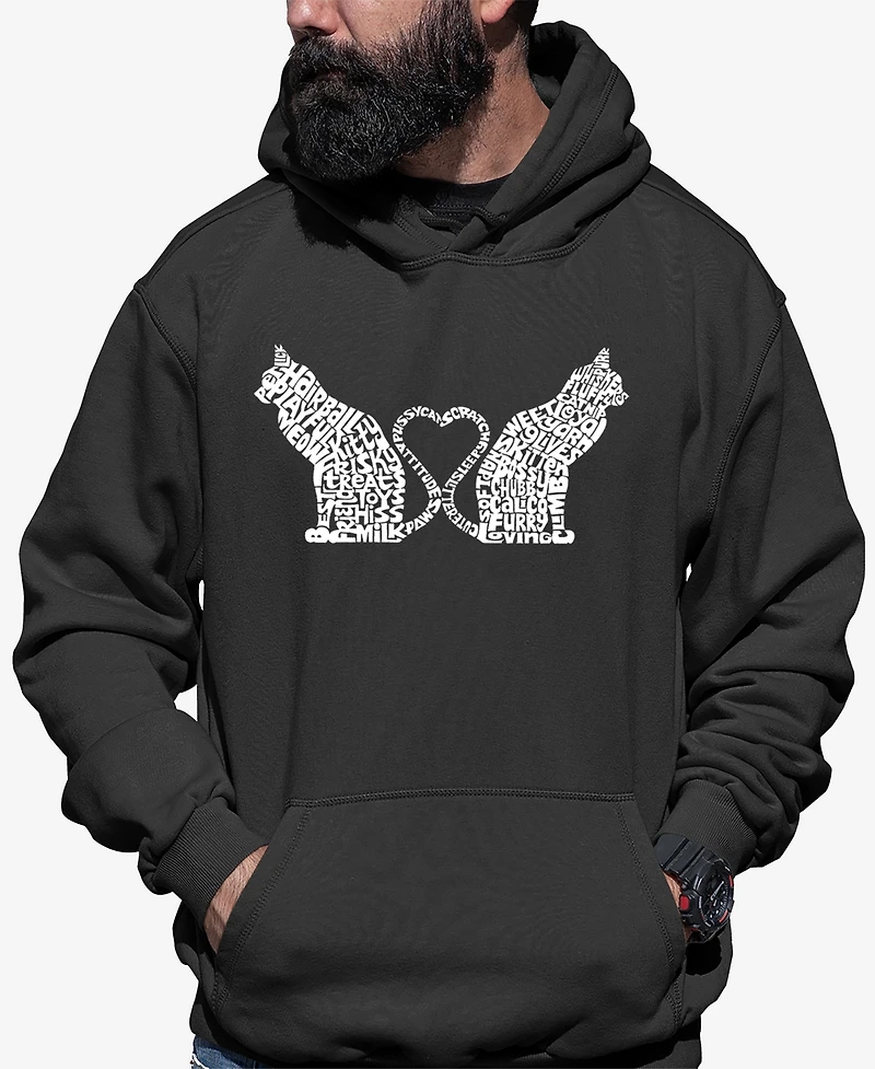 La Pop Art Cat Tail Hearts - Men's Word Hooded Sweatshirt