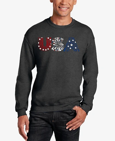 La Pop Art Usa Fireworks - Men's Word Crewneck Sweatshirt
