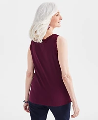 Style & Co Women's Lace-Trim Cotton Tank Top, Exclusively at Macy's