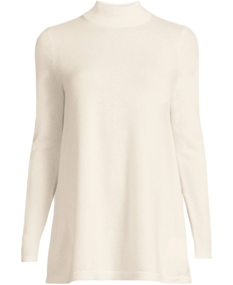 Lands' End Women's Cashmere Mock Neck Swing Tunic Sweater