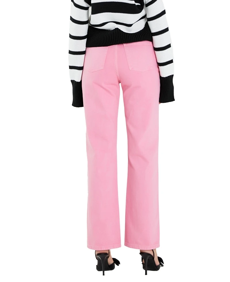 English Factory Women's Color Full Length Wide Leg Jean