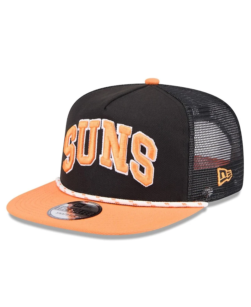 New Era Men's Black/Orange Phoenix Suns Throwback Team Arch Golfer Snapback Hat
