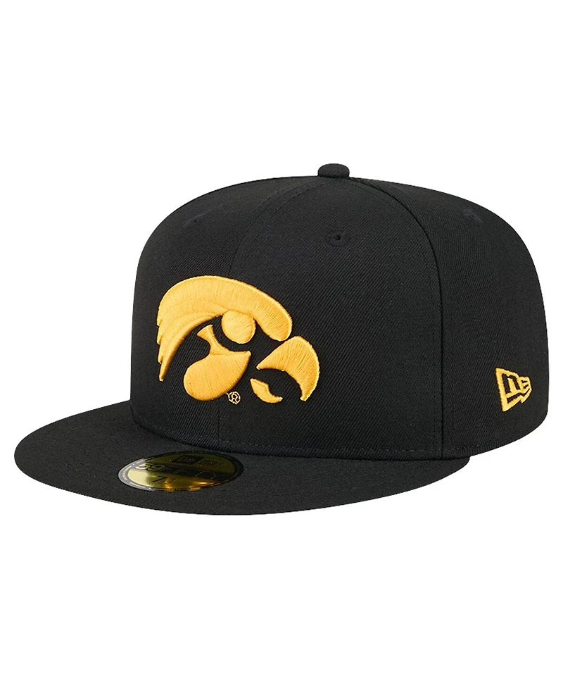 New Era Men's Black Iowa Hawkeyes Throwback 59fifty Fitted Hat