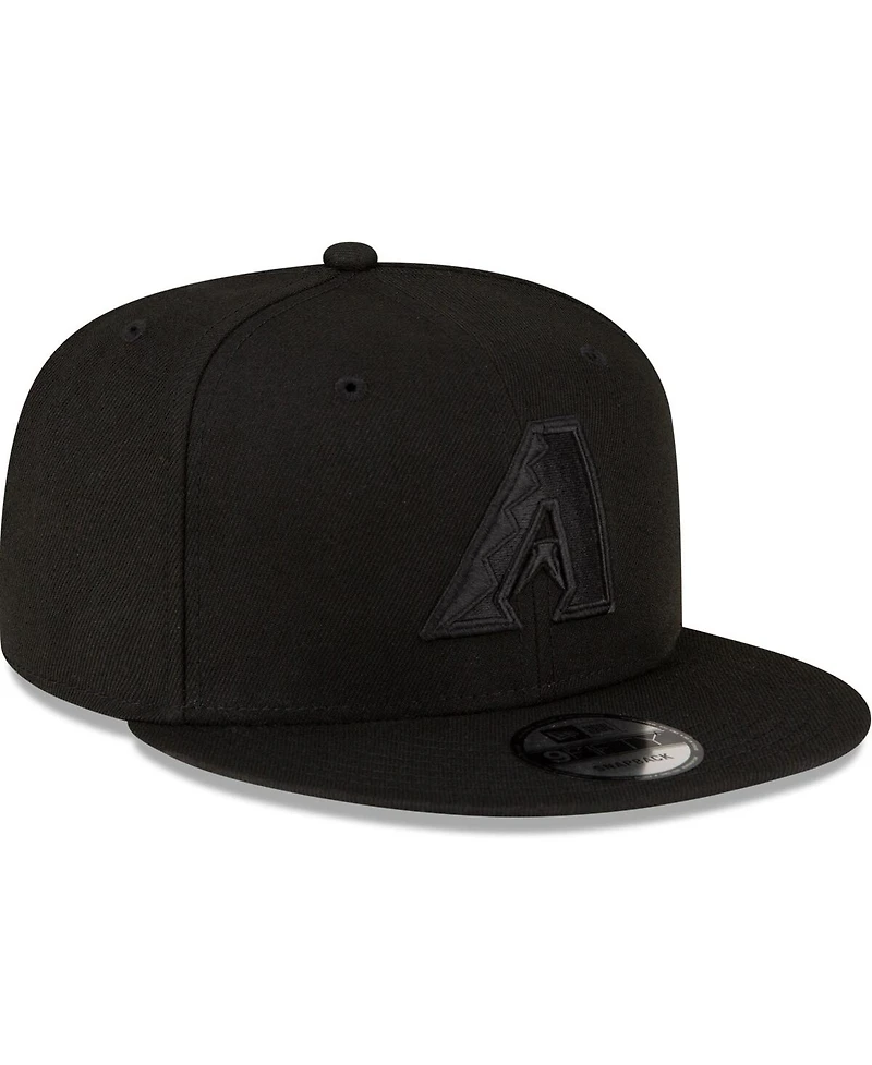 New Era Men's Arizona Diamondbacks Black On Black 9fifty Snapback Adjustable Hat