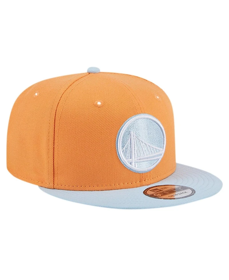 New Era Men's Orange/Light Blue Golden State Warriors 2-Tone Color Pack 9Fifty Snapback Hat