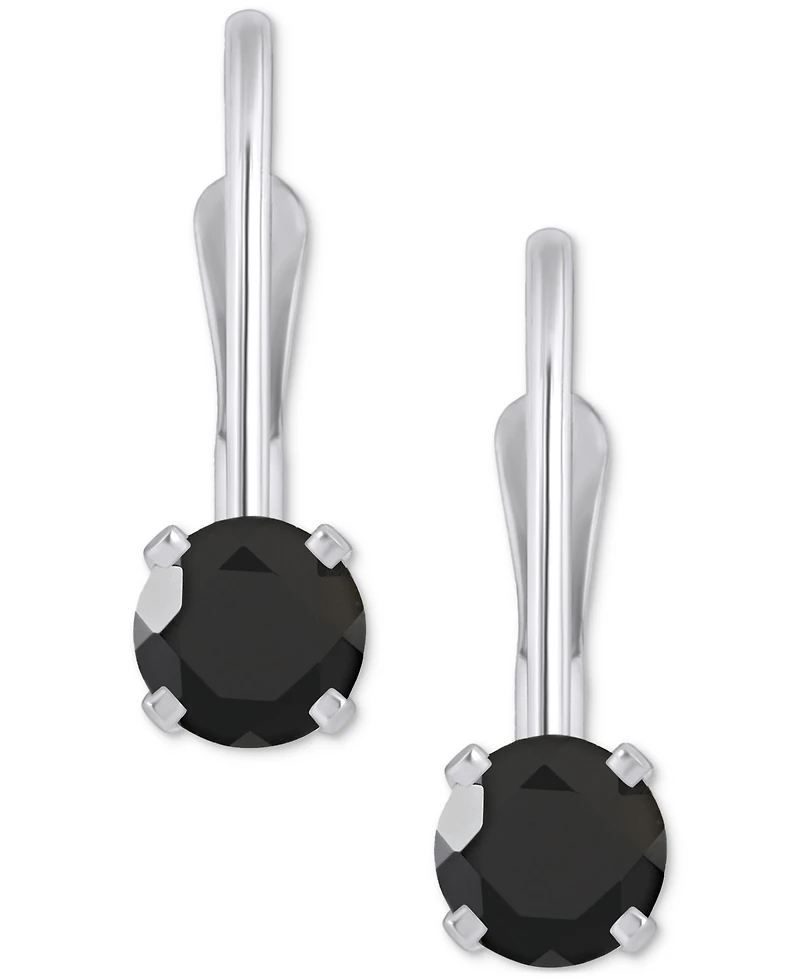 Amethyst Solitaire Leverback Earrings (1/2 ct. t.w.) 14k White Gold (Also Additional Gemstones)