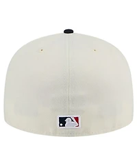 New Era Men's Cream Cleveland Guardians Evergreen Chrome 59Fifty Fitted Hat