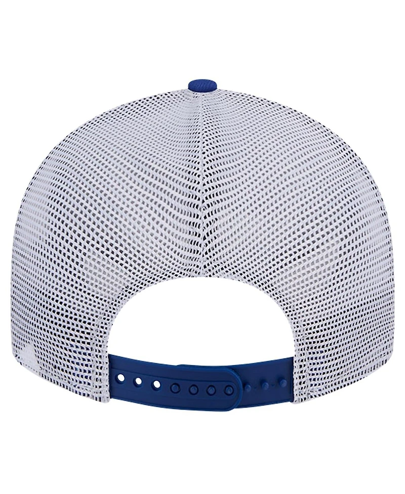 New Era Men's Royal Kansas Jayhawks Throwback Circle Patch 9Fifty Trucker Snapback Hat