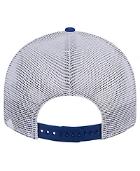 New Era Men's Royal Kansas Jayhawks Throwback Circle Patch 9Fifty Trucker Snapback Hat