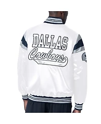 Starter Men's White Dallas Cowboys Satin Varsity Full-Snap Jacket