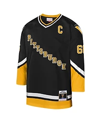 Mitchell Ness Big Boys and Girls Mario Lemieux Black Pittsburgh Penguins 1992-93 Blue Line Captain Patch Player Jersey