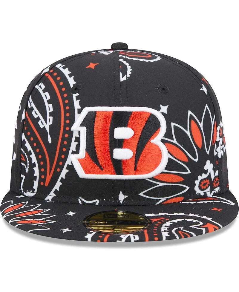New Era Men's Black Cincinnati Bengals Paisley 59Fifty Fitted Hat