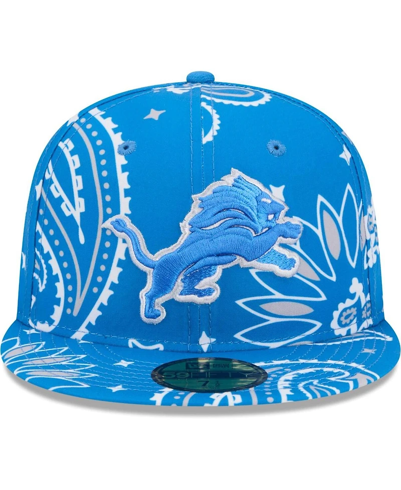 New Era Men's Blue Detroit Lions Paisley 59Fifty Fitted Hat