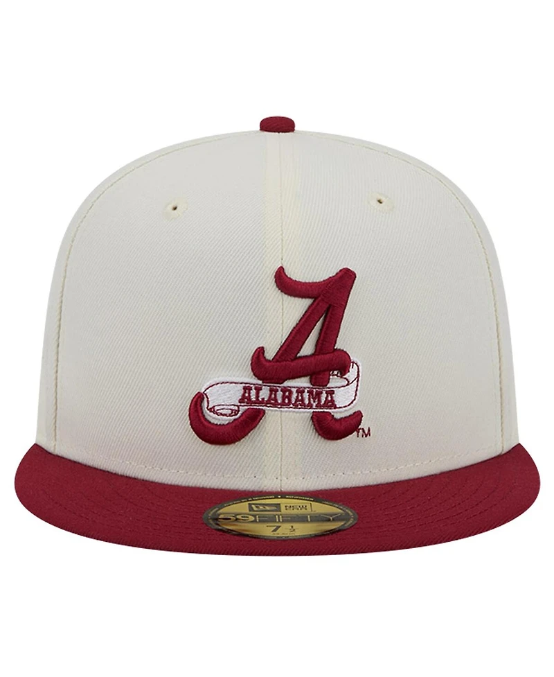New Era Men's Alabama Crimson Tide Chrome White Vintage-like 59Fifty Fitted Hat