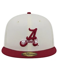 New Era Men's Alabama Crimson Tide Chrome White Vintage-like 59Fifty Fitted Hat