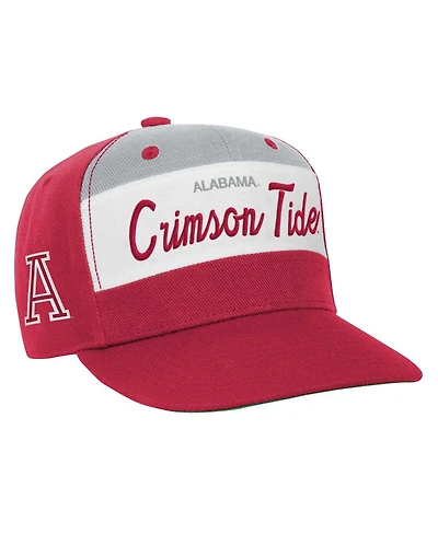 Mitchell Ness Youth White/Crimson Alabama Crimson Tide Retro Sport Color Block Script Snapback Hat