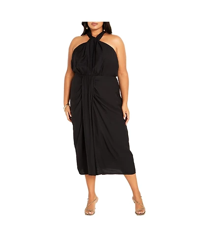 City Chic Women's Briella Halter Twist Front Maxi Dress