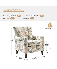 Ewert Comfy Floral Fabric Pattern Armchair with Wingback Design