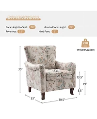 Ewert Comfy Floral Fabric Pattern Armchair with Wingback Design