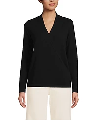 Lands' End Women's Cashmere Long Sleeve Wrap Sweater