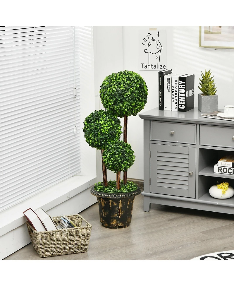 Artificial Topiary Triple Ball Tree for Indoor and Outdoor