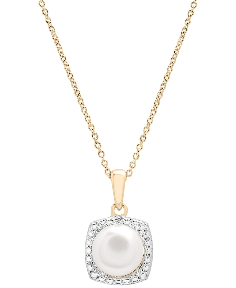 3-Pc. Set Cultured Freshwater Pearl (6-7mm) & Diamond Accent Pendant Necklace, Earrings, and Ring in 14k Gold-Plated Sterling Silver