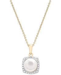 3-Pc. Set Cultured Freshwater Pearl (6-7mm) & Diamond Accent Pendant Necklace, Earrings, and Ring in 14k Gold-Plated Sterling Silver