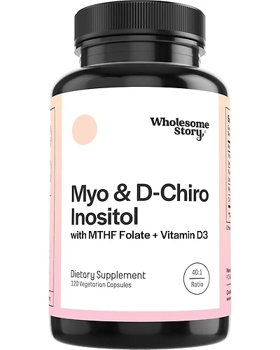 Wholesome Story Myo-Inositol & D-Chiro Inositol Capsules with Mthf, Folate, Vitamin D| Support for Ovarian Function, Hormone Balance, & Homocysteine L