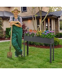 Metal Raised Garden Bed with Legs and Drainage Hole for Vegetable Flower