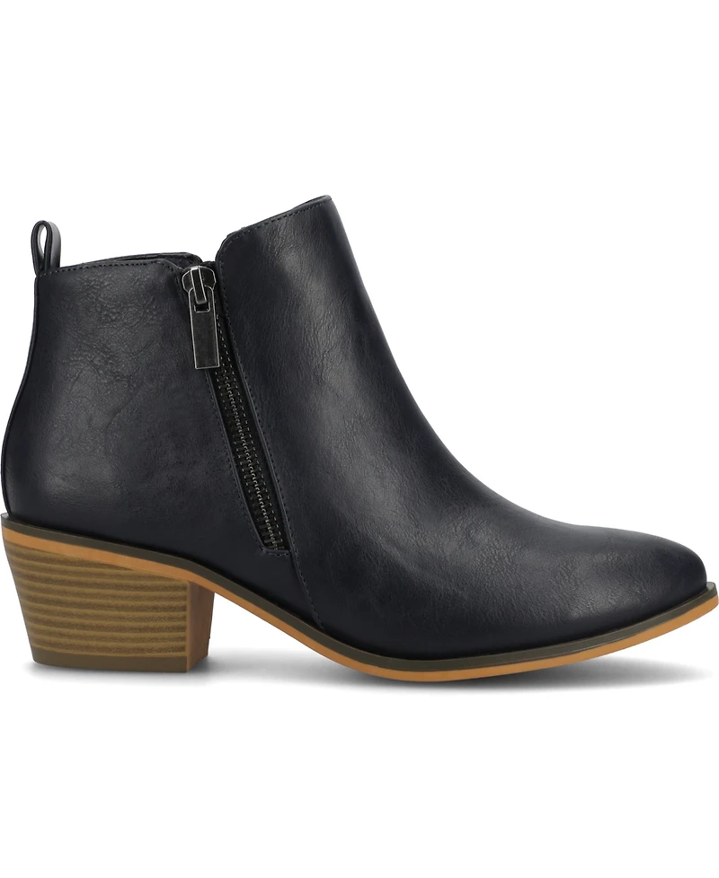 Journee Collection Women's Rebel Zipper Stacked Heel Booties