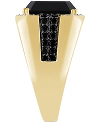 Men's Onyx and Black & White Diamond Halo Ring (1 ct. t.w.) in 14k Gold-Plated Sterling Silver
