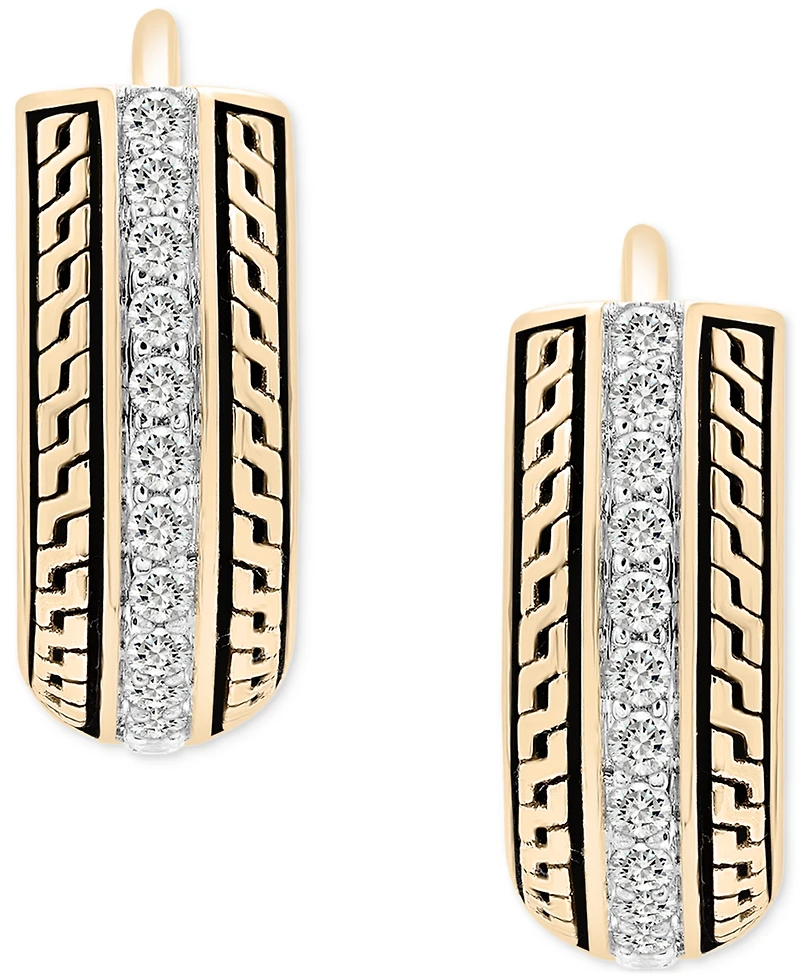 Men's Diamond Thick Hoop Earrings (1/5 ct. t.w.) in 14k Gold-Plated Sterling Silver, 1/2"