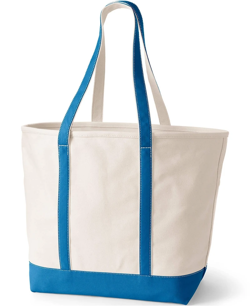 Lands' End 5 Pocket Open Top Long Handle Canvas Tote Bag