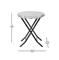Emma+Oliver Ciel Three Piece Folding Bistro Set Pe Rattan With Metal Frames For Indoor And Outdoor Use