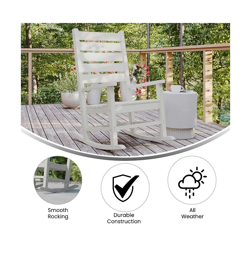 Fielder Contemporary Rocking Chair, All-Weather Hdpe Indoor/Outdoor Rocker