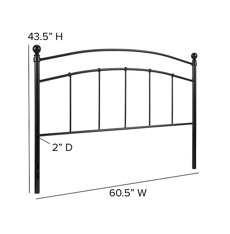 Merrick Lane Kildare Queen Metal Headboard Contemporary Arched Headboard With Adjustable Rail Slots
