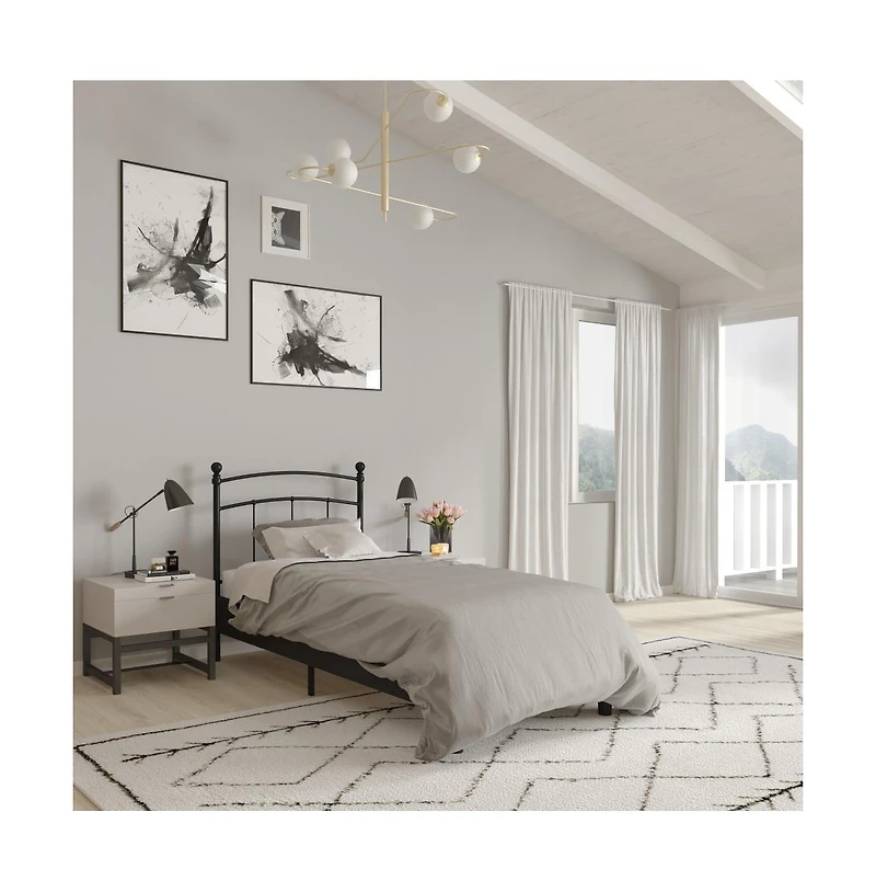 Merrick Lane Kildare Twin Metal Headboard Contemporary Arched Headboard With Adjustable Rail Slots