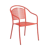 Commercial 35.25" Round Metal Garden Patio Table Set W/ 2 Back Chairs