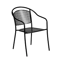 Commercial Grade 28" Square Metal Folding Patio Table Set W/ 4 Round Back Chairs
