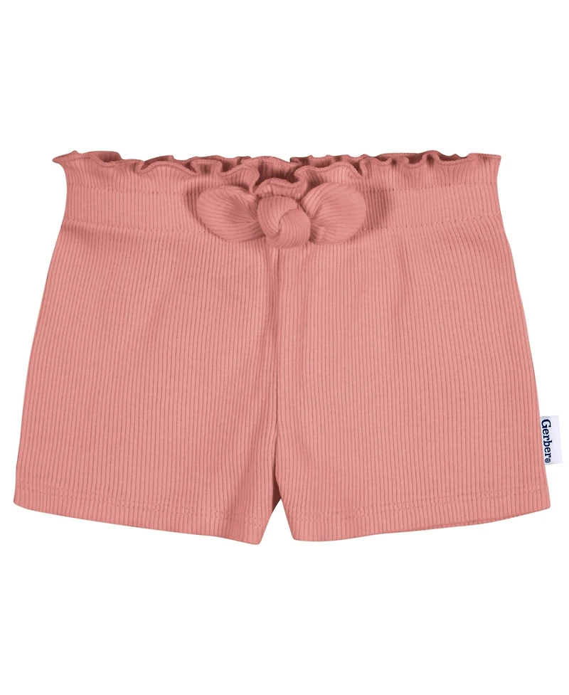 Gerber Toddler Girls Pull-On Knit Shorts, 3-Pack