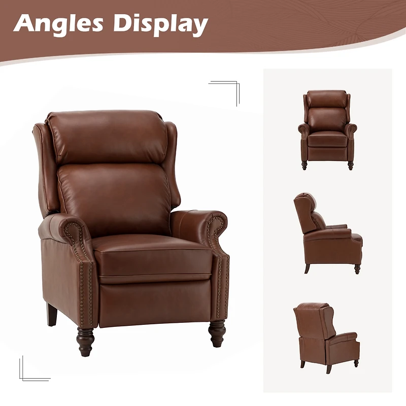 Pierce Genuine Leather Recliner with Nailhead Trims
