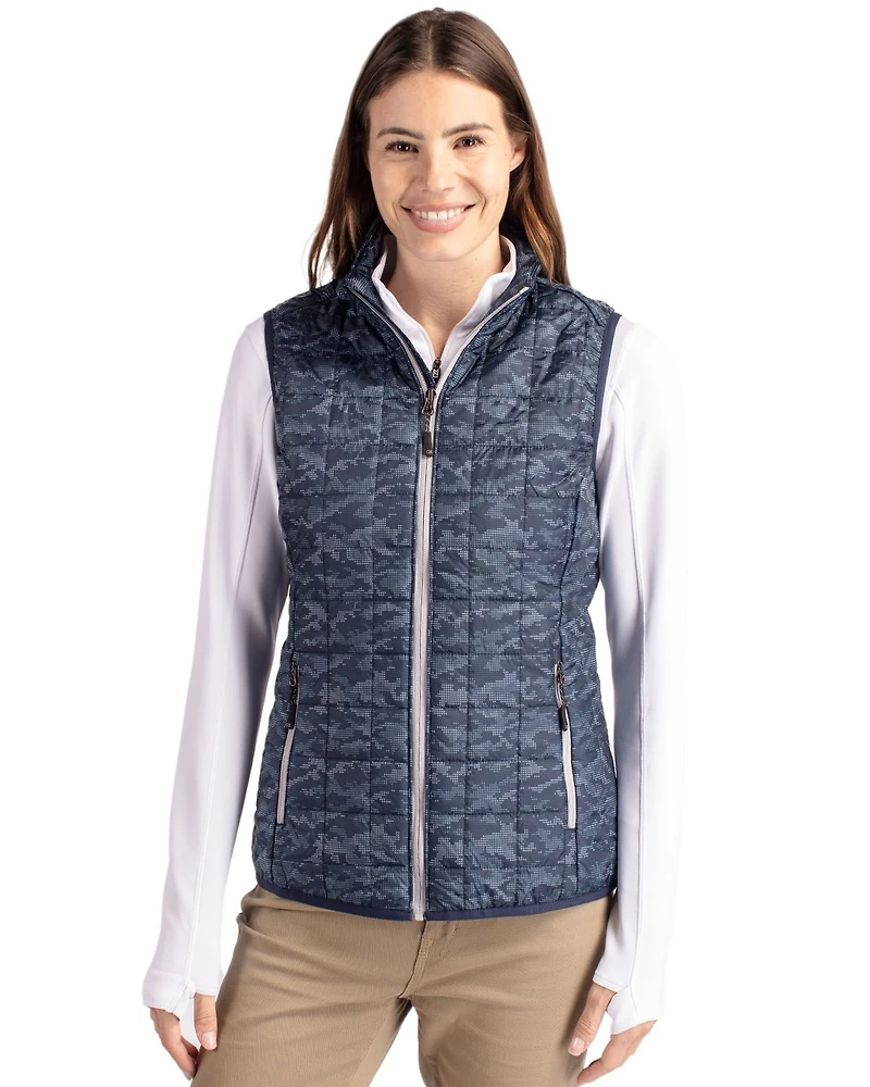Cutter & Buck Women's Rainier PrimaLoft Eco Insulated Full Zip Printed Puffer Vest