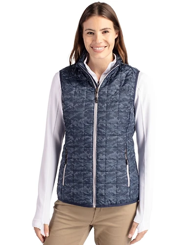 Cutter & Buck Women's Rainier PrimaLoft Eco Insulated Full Zip Printed Puffer Vest