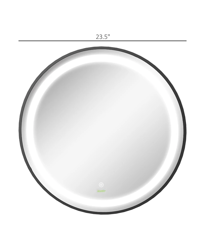 Kleankin Led Vanity Mirror for Bathroom, Dimmable Lighted Wall Mount Mirror