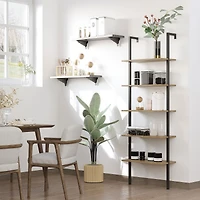 Homcom Industrial Wall Mounted Ladder 5-Tier Bookshelf,