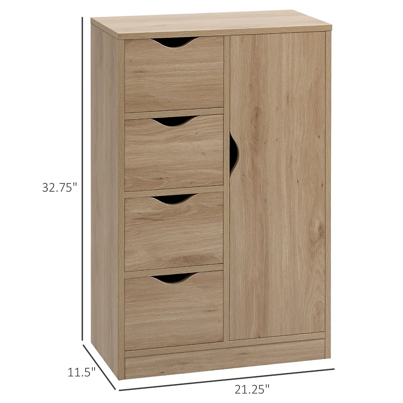 Homcom Wooden Storage Cabinet Organizer with 4 Drawers and 1 Shelf