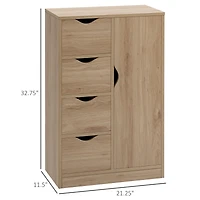 Homcom Wooden Storage Cabinet Organizer with 4 Drawers and 1 Shelf