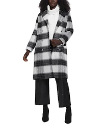 Guess Women's Double-Breasted Mid-Length Plaid Coat